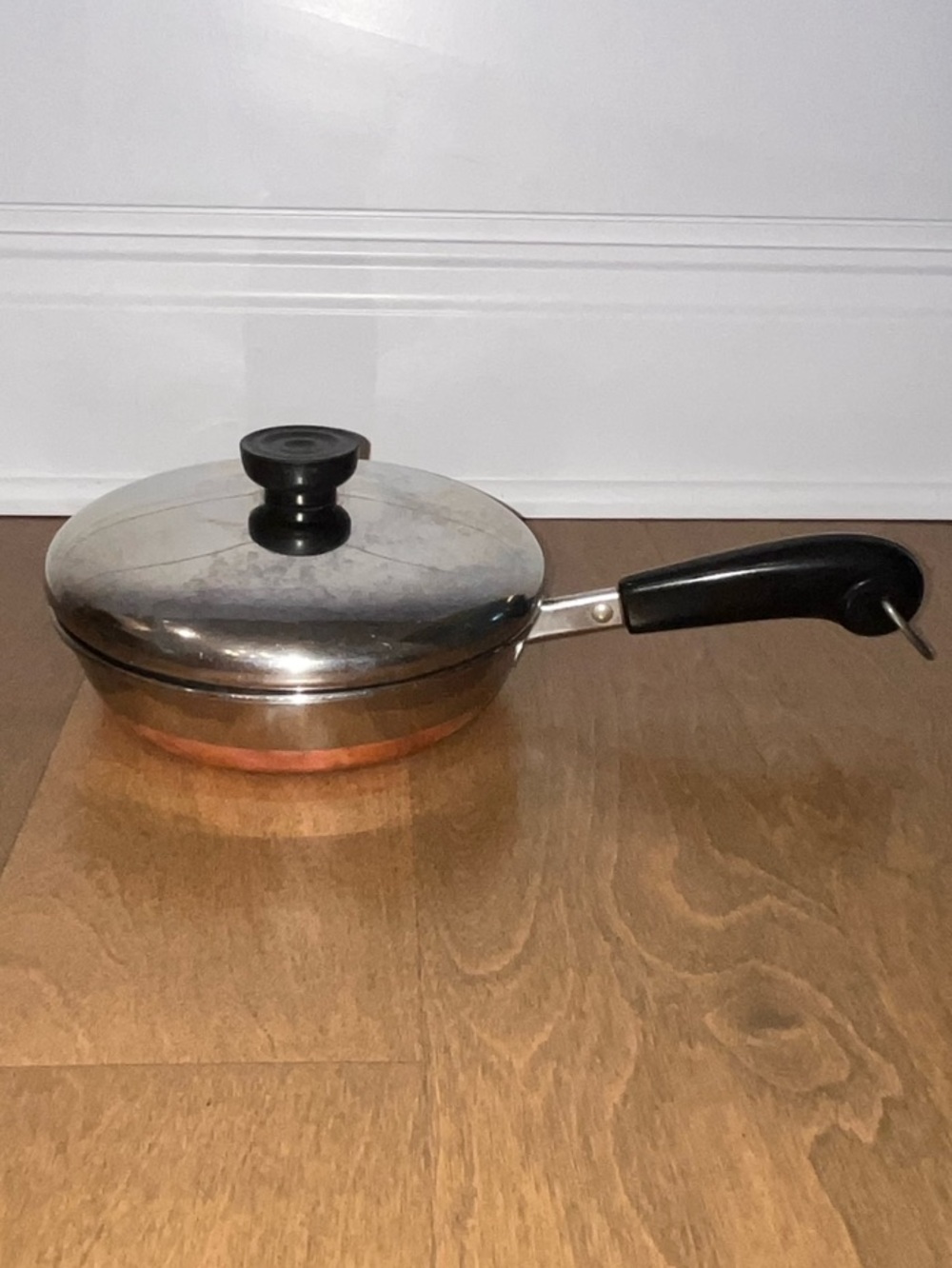 Vintage 7 Inch Revere Ware Stainless Steel Copper Clad Bottom Skillet W/Lid: USA